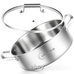 Sauteuse en acier inoxydable de 8 quarts avec couvercle, très grande poêle profonde, 13 pouces Sauteuse en acier inoxydable de 8 quarts avec couvercle, très grande poêle profonde, 13 pouces