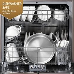 Sauteuse en acier inoxydable de 8 quarts avec couvercle, très grande poêle profonde, 13 pouces