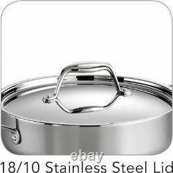 Sauteuse en acier inoxydable de qualité professionnelle de 6 pintes avec couvercle, fabriquée au Brésil