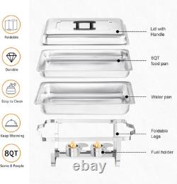 Set de buffet pour chafing dish, lot de 4, 9 pintes, en acier inoxydable, rectangulaire pliable cha