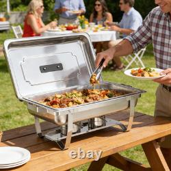 Set de buffet pour chafing dish, lot de 4, 9 pintes, en acier inoxydable, rectangulaire pliable cha