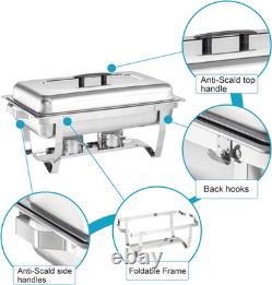 Set de buffet pour chafing dish, lot de 4, 9 pintes, en acier inoxydable, rectangulaire pliable cha