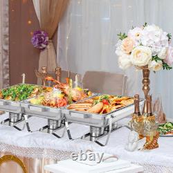 Set de buffet pour chafing dish, lot de 4, 9 pintes, en acier inoxydable, rectangulaire pliable cha