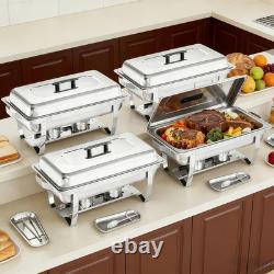 Set de buffet pour chafing dish, lot de 4, 9 pintes, en acier inoxydable, rectangulaire pliable cha