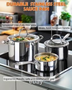 Set de casseroles en acier inoxydable Cooks Standard 1,5 et 3 quart, multi-couche