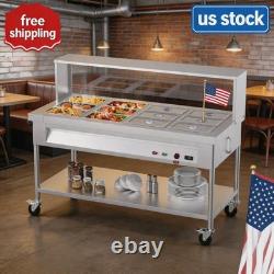 Table vapeur électrique commerciale à 12 bacs, chauffe-aliments en acier inoxydable de 96 quarts