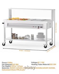 Table vapeur électrique commerciale à 12 bacs, chauffe-aliments en acier inoxydable de 96 quarts