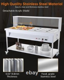Table vapeur électrique commerciale à 12 bacs, chauffe-aliments en acier inoxydable de 96 quarts