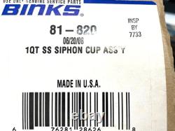 Tasse à siphon Binks, 1 quart en acier inoxydable, anti-goutte, 3/8 NPS NIB