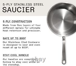 Ustensiles de cuisine Saucier en acier inoxydable de 3 litres avec revêtement en acier inoxydable 5 plis Professionnel