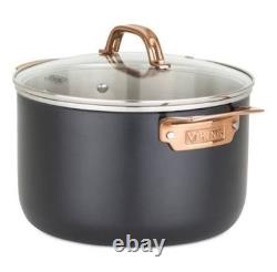 VIKING Casserole en Acier Inoxydable Noir et Cuivre de 8 Qt avec Couvercle en Verre