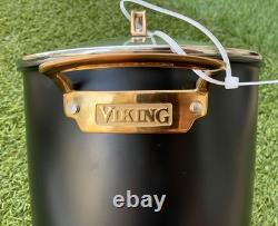VIKING Casserole en Acier Inoxydable Noir et Cuivre de 8 Qt avec Couvercle en Verre