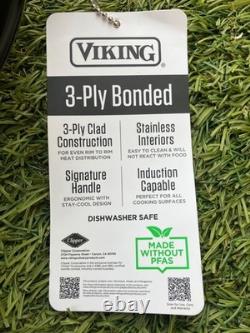 VIKING Casserole en Acier Inoxydable Noir et Cuivre de 8 Qt avec Couvercle en Verre