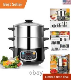 Vapeur électrique pour aliments 8,5 quarts en acier inoxydable à double étage numérique 1200W