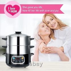 Vapeur électrique pour aliments 8,5 quarts en acier inoxydable à double étage numérique 1200W