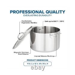 Viking Casserole en Acier Inoxydable 3-Ply, Pot à Soupe de 12 Quarts avec Couvercle, K