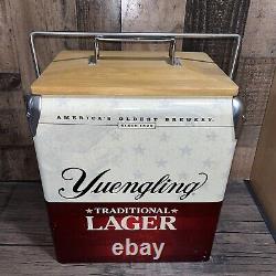 Vintage 15 Quart Yuengling Lager Cooler Ice Box Acier Inoxydable Wood Retro