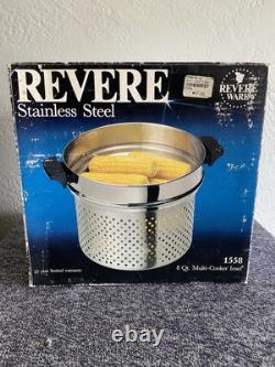 Vintage Revere Ware 1558 Inset Multi-Cooker en Acier Inoxydable 8 Quarts Neuf dans sa Boîte