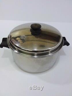 Vintage Saladmaster 6 Pintes Stock Pot 18-8 Inoxydable Couvercle + Pocheuse