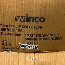 WINCO (12 BOLS) Bol de mélange en acier inoxydable de qualité lourde de 13 litres MXBH-1300