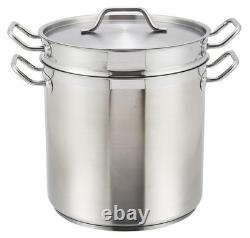 Winware Double Bouilloire en Acier Inoxydable, 16 Quarts, acier inoxydable