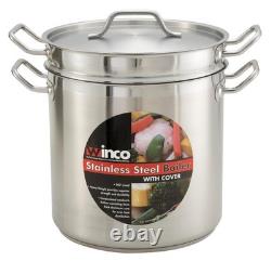 Winware Double Bouilloire en Acier Inoxydable, 16 Quarts, acier inoxydable