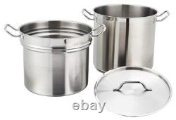 Winware Double Bouilloire en Acier Inoxydable, 16 Quarts, acier inoxydable