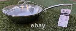 Wok Viking Professional en acier inoxydable 3 plis de 4,9 pintes avec couvercle en verre, poêle de chef