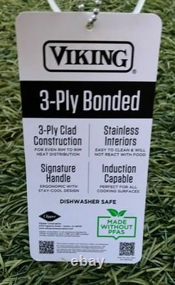 Wok en acier inoxydable 3 couches Viking Professional 4,9 Qt avec couvercle en verre poêle de chef