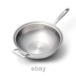 Wok en acier inoxydable de 5 quarts