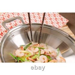 Wok en acier inoxydable de 5 quarts